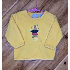 Vtg Baby Sonoma Yellow Fleece Crew Neck Sweatshirt 12 Months Skating Embroidered